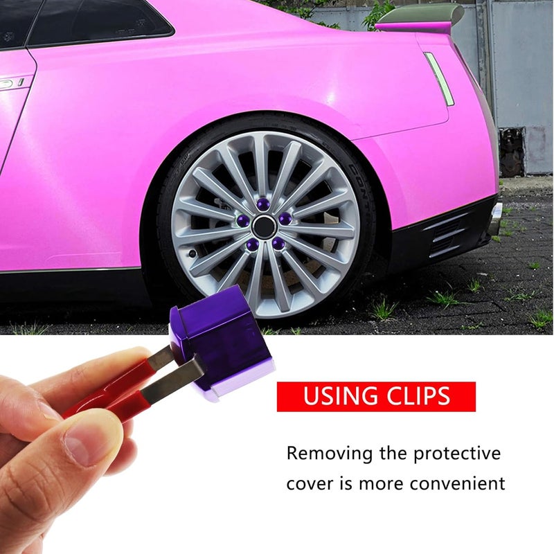 Nihfien 24pcs Wheel Nut Cap 21mm Wheel Bolt Nut Caps Covers,Universal Anti-Rust Car Tire Nut Caps Bolt Cover,Hexagonal Plastic Tire Bolt with Removal Tool(Purple) - Image 4